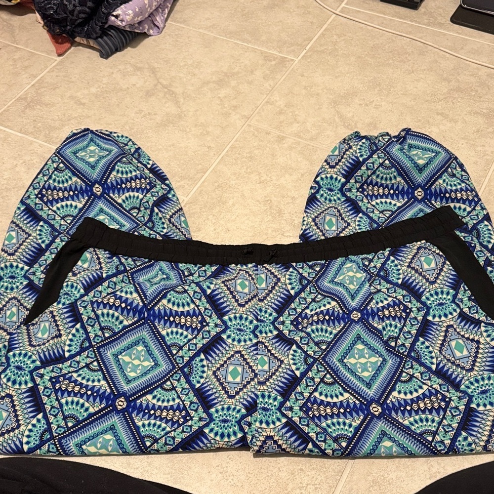 Blue Geometric Patterned Shorts
